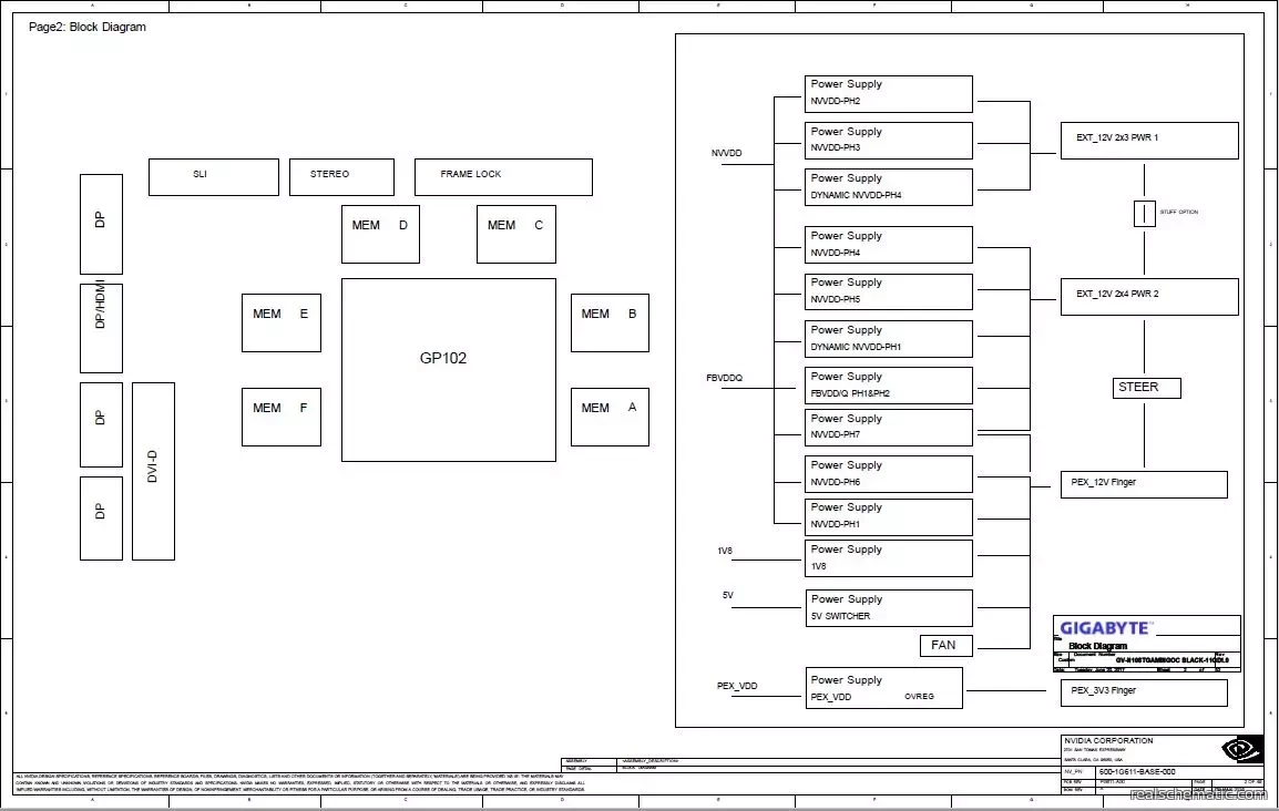 Schematic boardview Gigabyte GeForce GTX 1080 Ti Gaming OC Black 11G