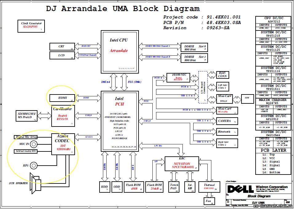 Dell Inspiron N4030 (PCB: 09263) schematic boardview